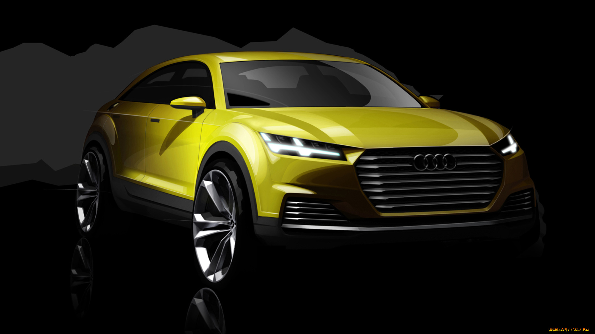 audi, tt, offroad, concept, 2014, автомобили, 3д, графика, audi, жёлтая, 2014, concept, offroad, tt