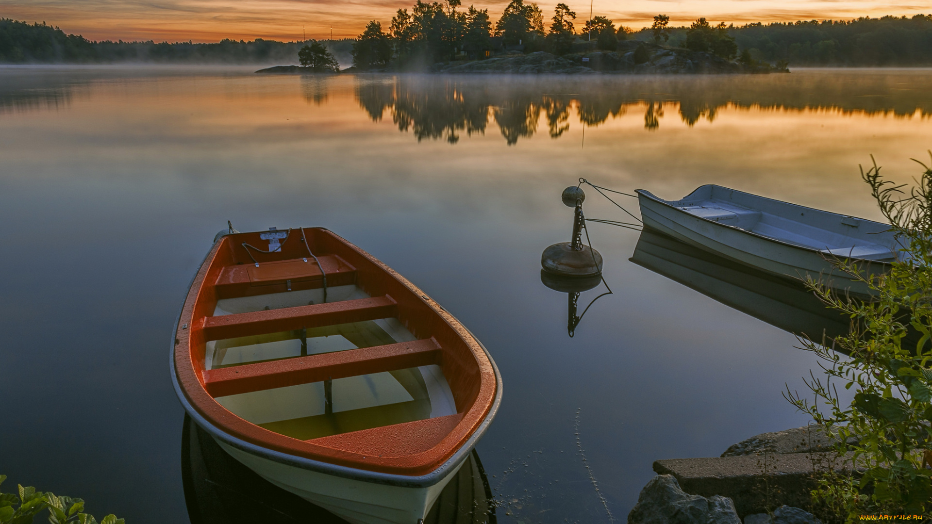 корабли, лодки, , шлюпки, заря, река
