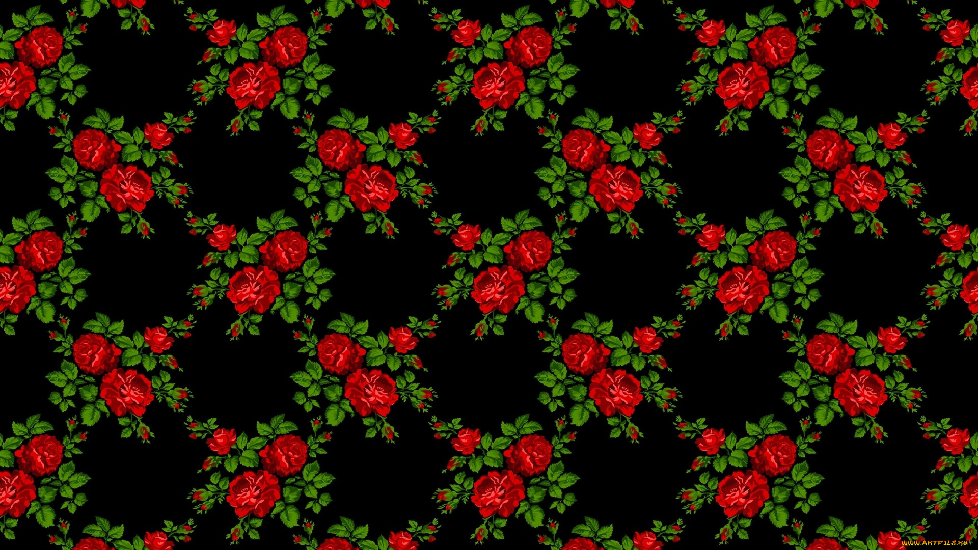 рисованное, цветы, розы, узор