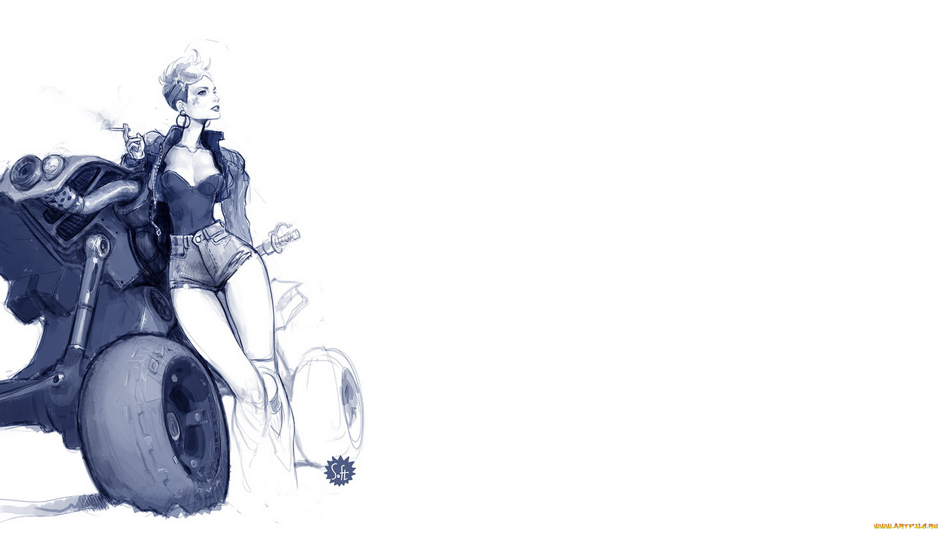 рисованное, комиксы, девушка, фон, сигарета