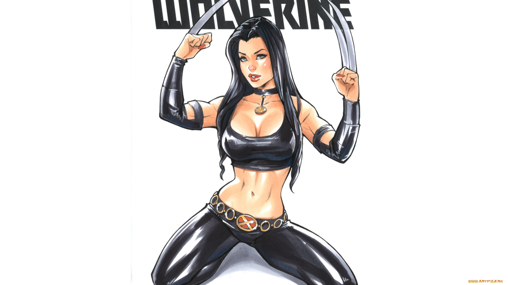 рисованное, комиксы, взгляд, ножи, униформа, фон, девушка