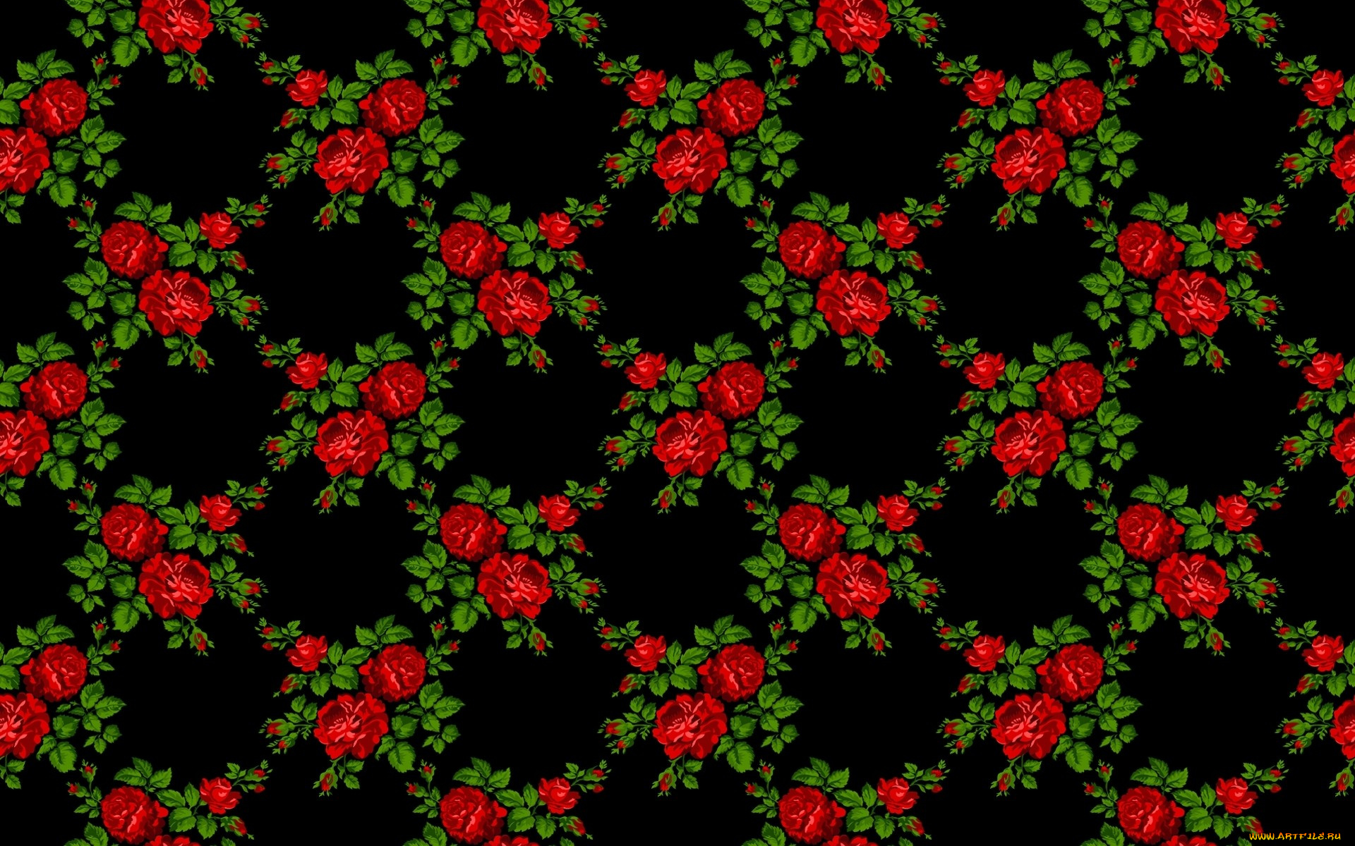 рисованное, цветы, розы, узор