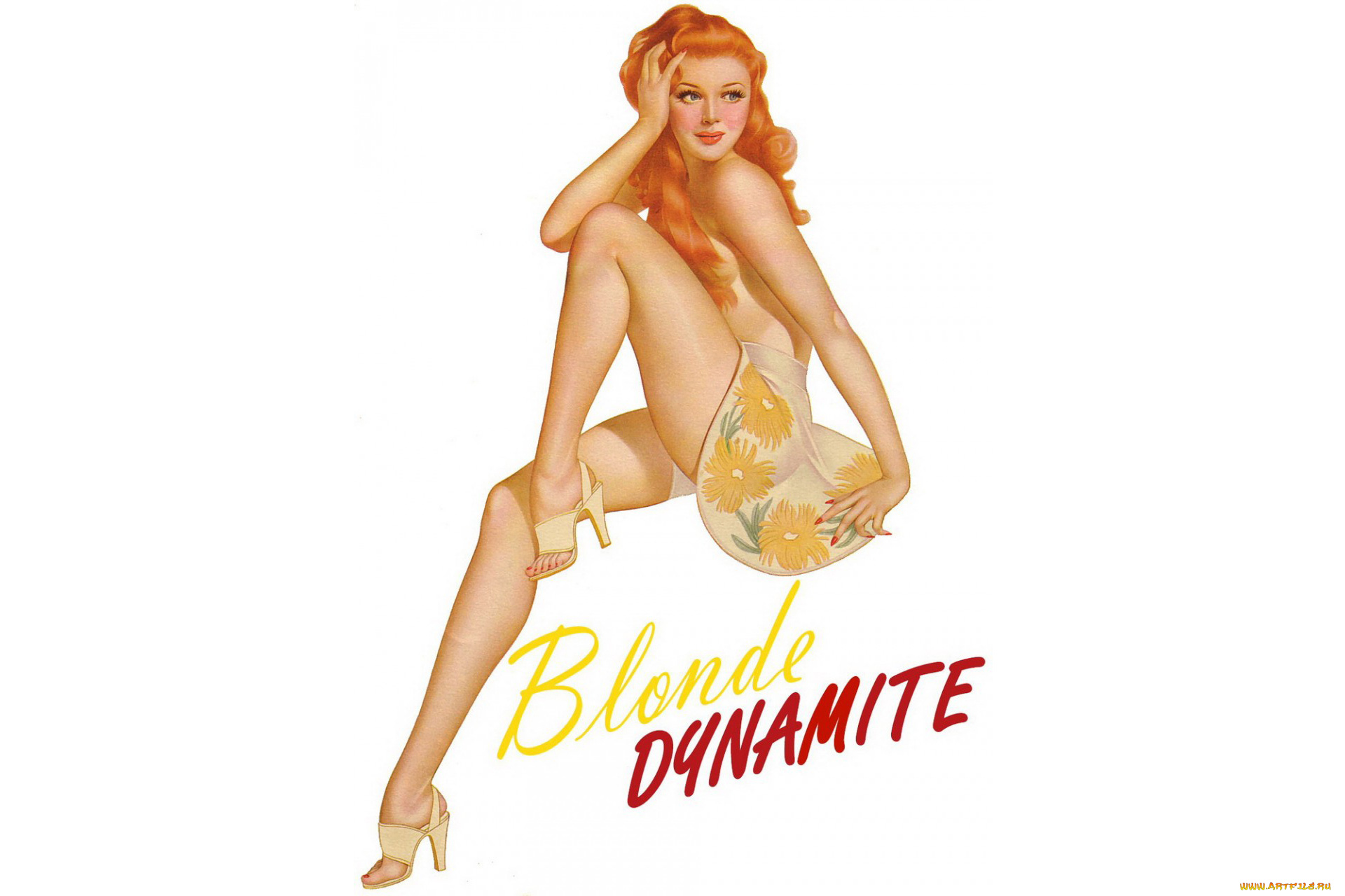 рисованное, люди, рыжая, улыбка, фон, девушка