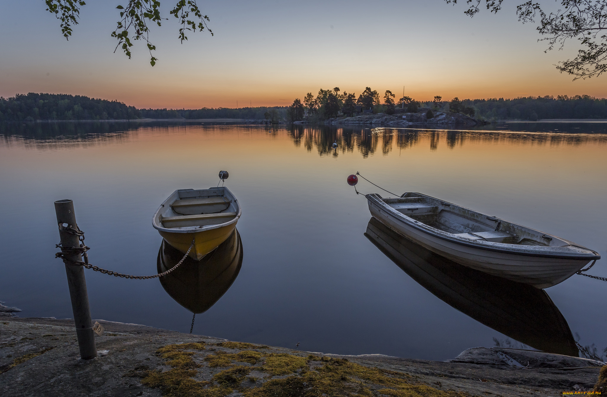 корабли, лодки, , шлюпки, заря, река