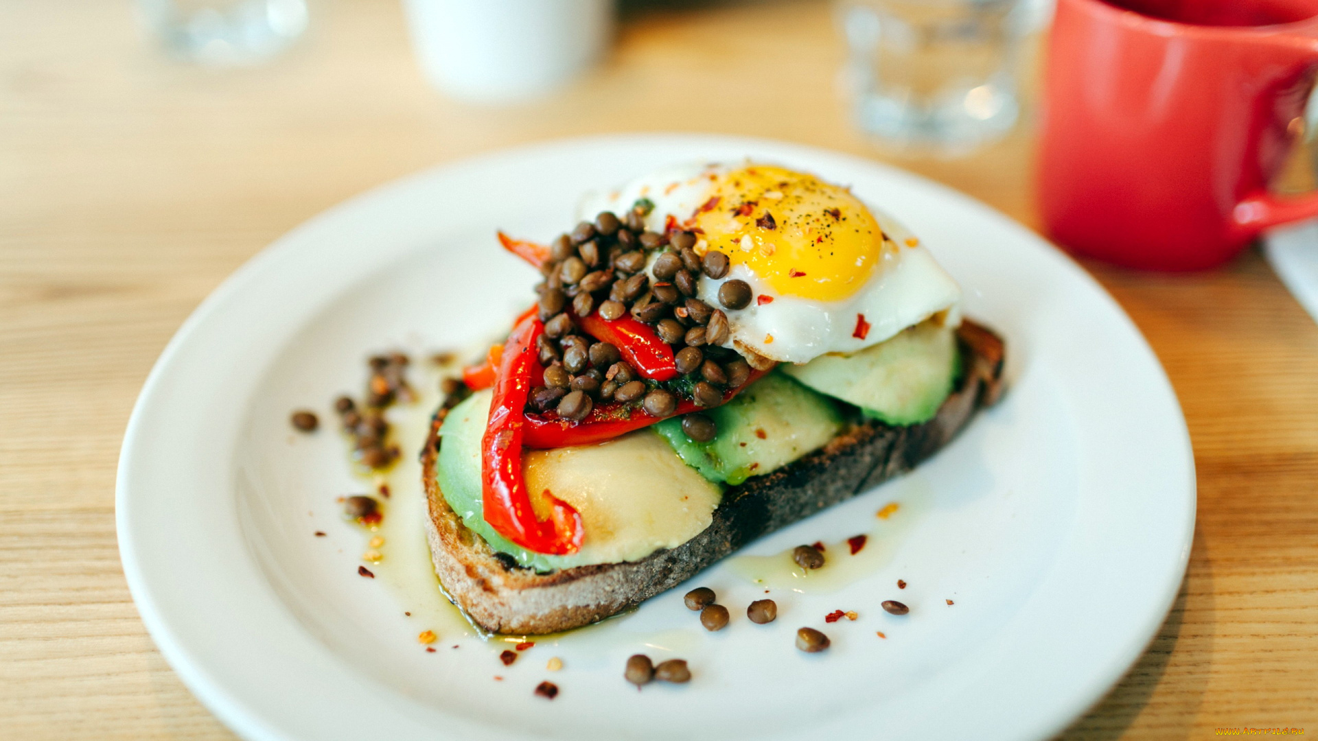 еда, Яичные, блюда, перец, глазунья, авокадо