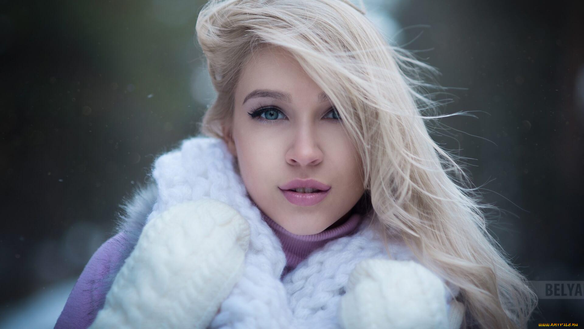 девушки, -unsort, , лица, , портреты, блондинка, лицо, шарф, свитер