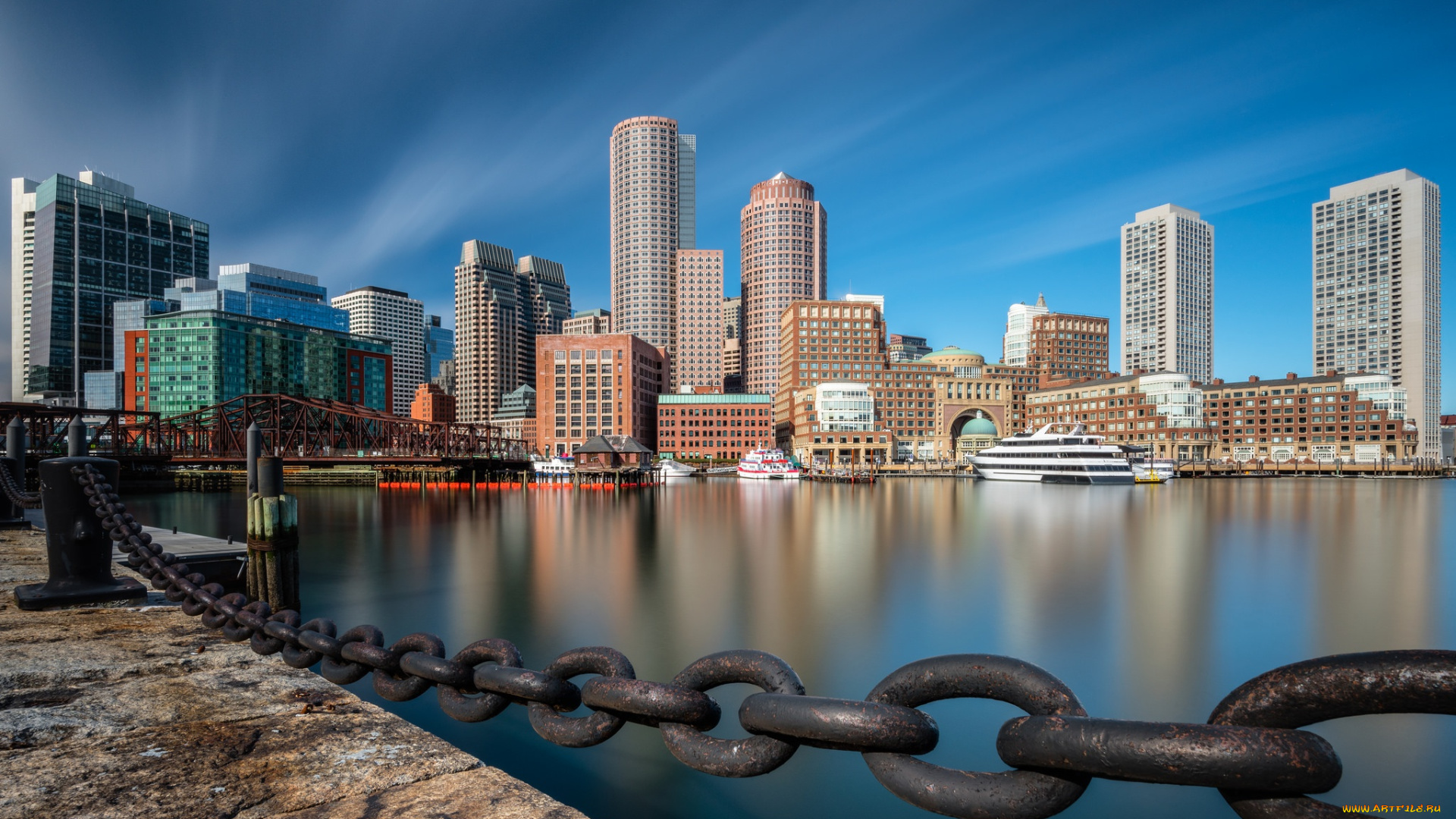 города, бостон, , сша, downtown, boston, бостон, fan, pier, park