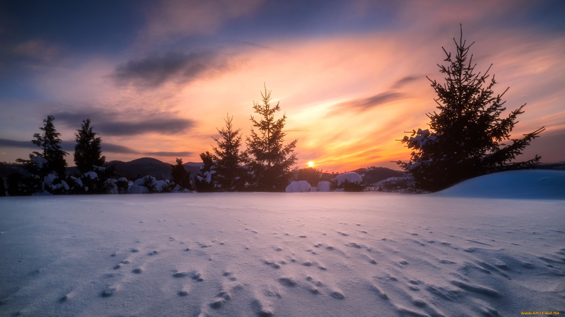 природа, восходы, закаты, снег, зима, утро