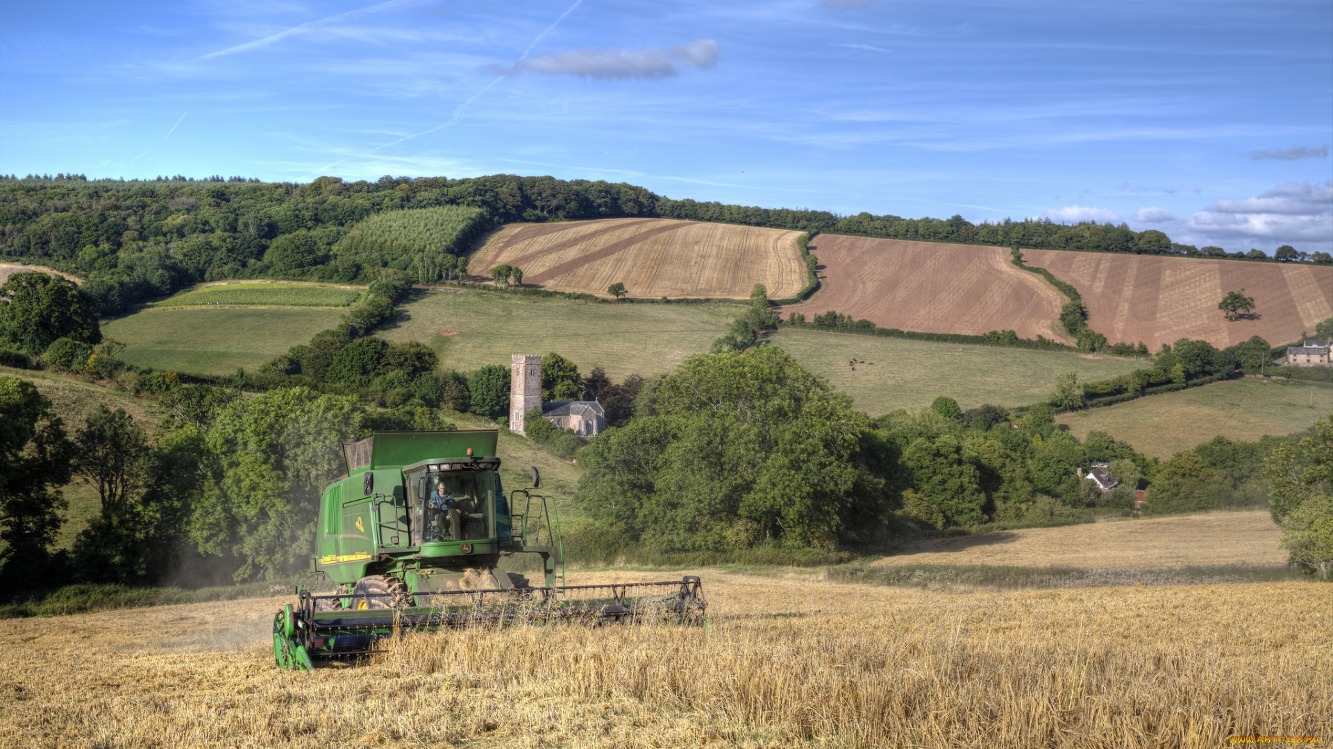 техника, комбайны, поле, комбайн