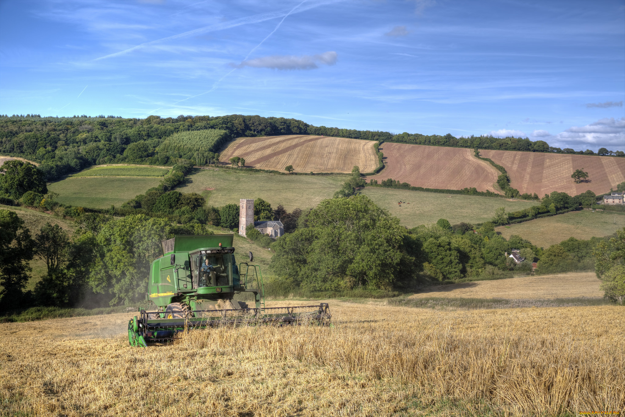 техника, комбайны, поле, комбайн