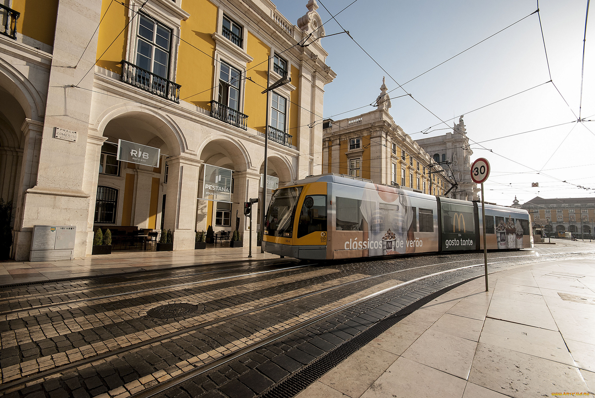 техника, трамваи, рельсы, мостовая