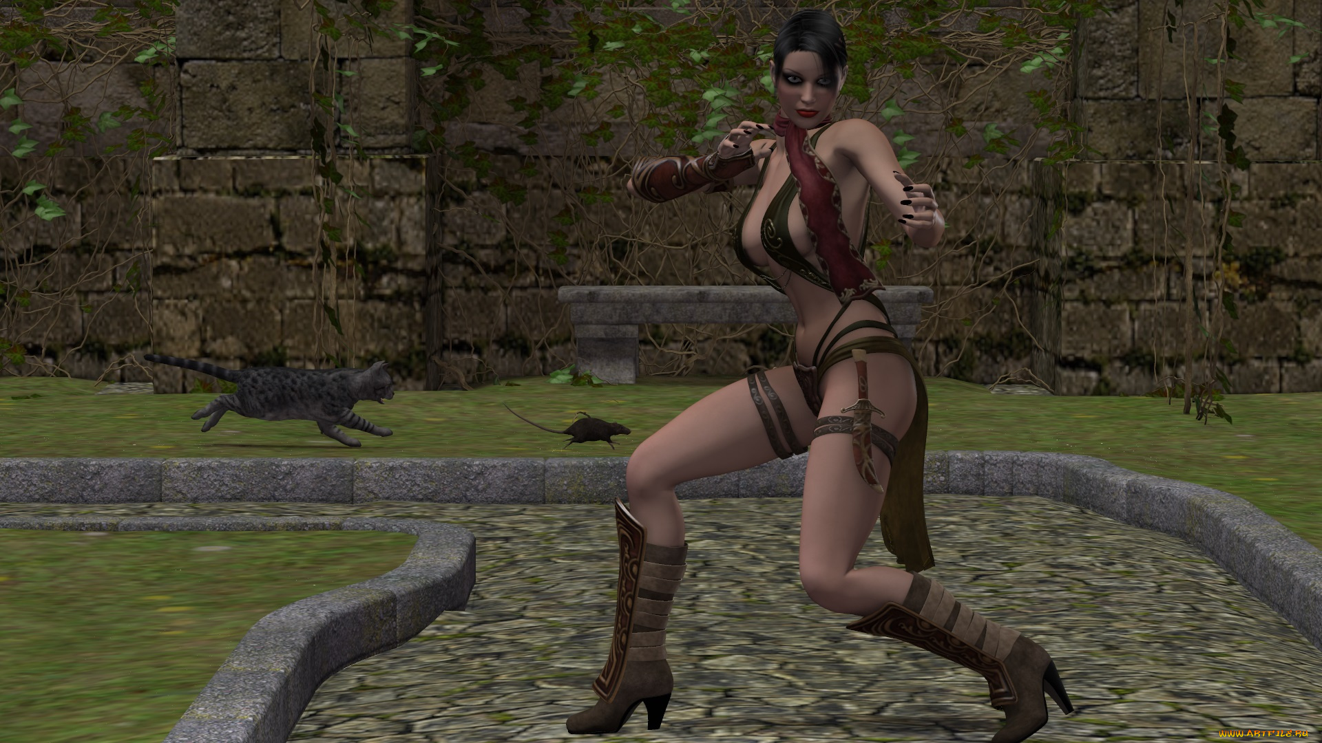 3д, графика, фантазия, , fantasy, фон, взгляд, девушка