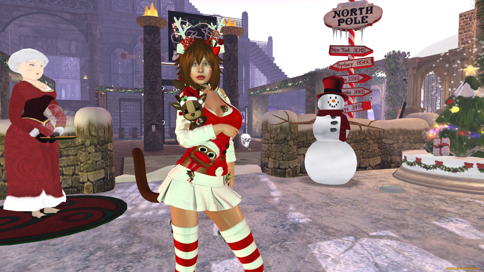 3д, графика, праздники, , holidays, девушка, взгляд, фон