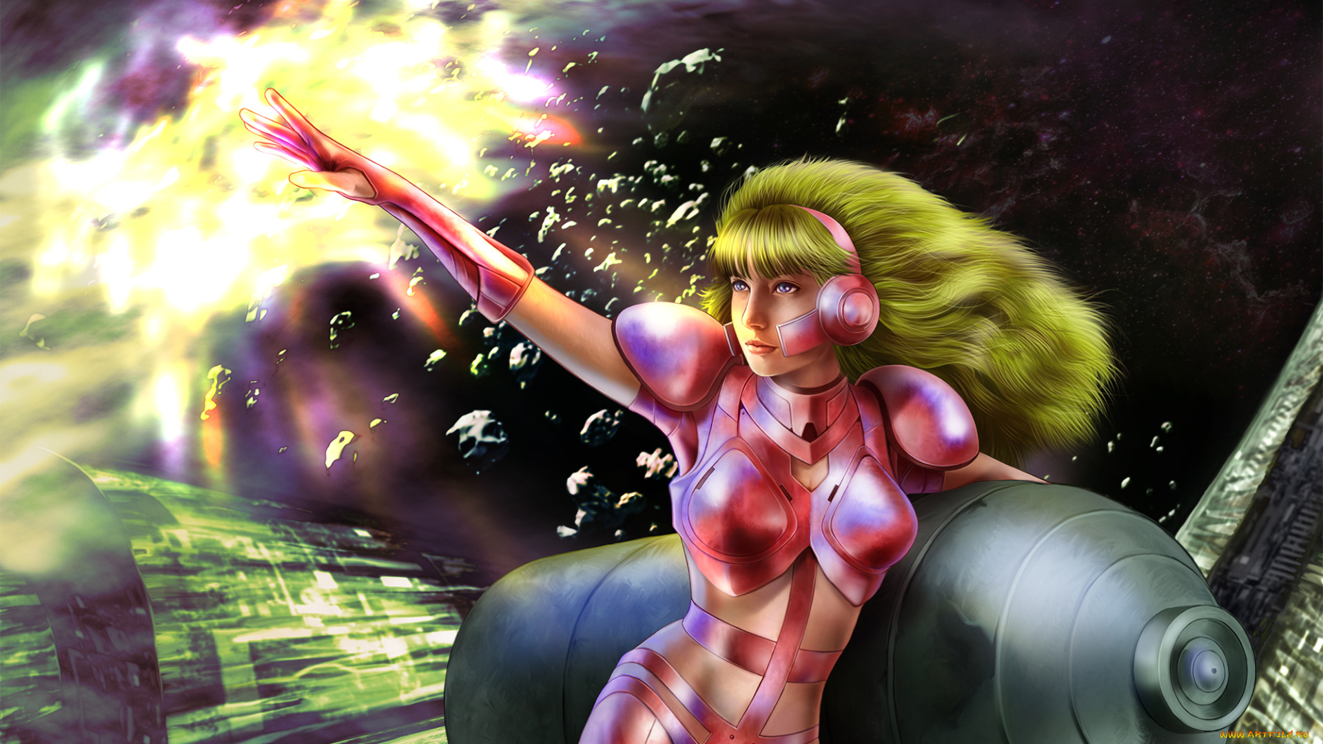 рисованное, комиксы, девушка, фон, униформа