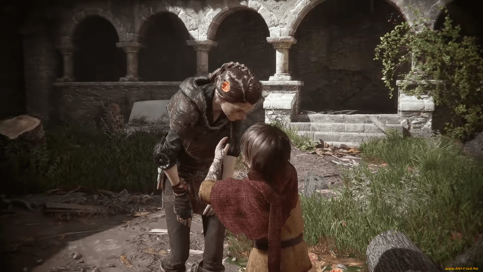 видео, игры, a, plague, tale, , innocence, девушка, развалины, мальчик