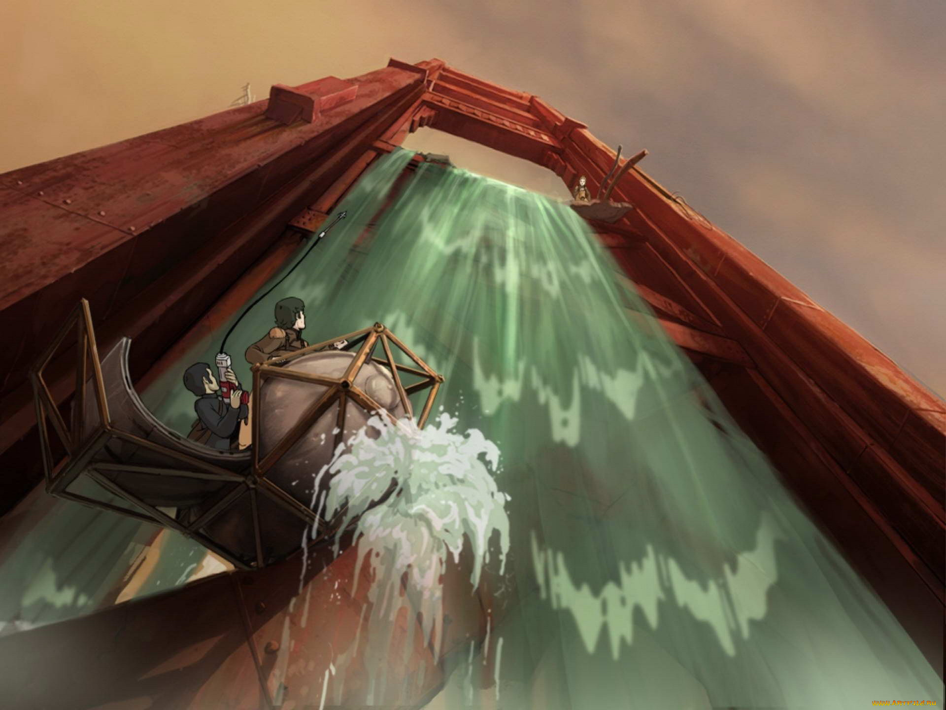 видео, игры, a, new, beginning, люди, водопад, подъем, дамба