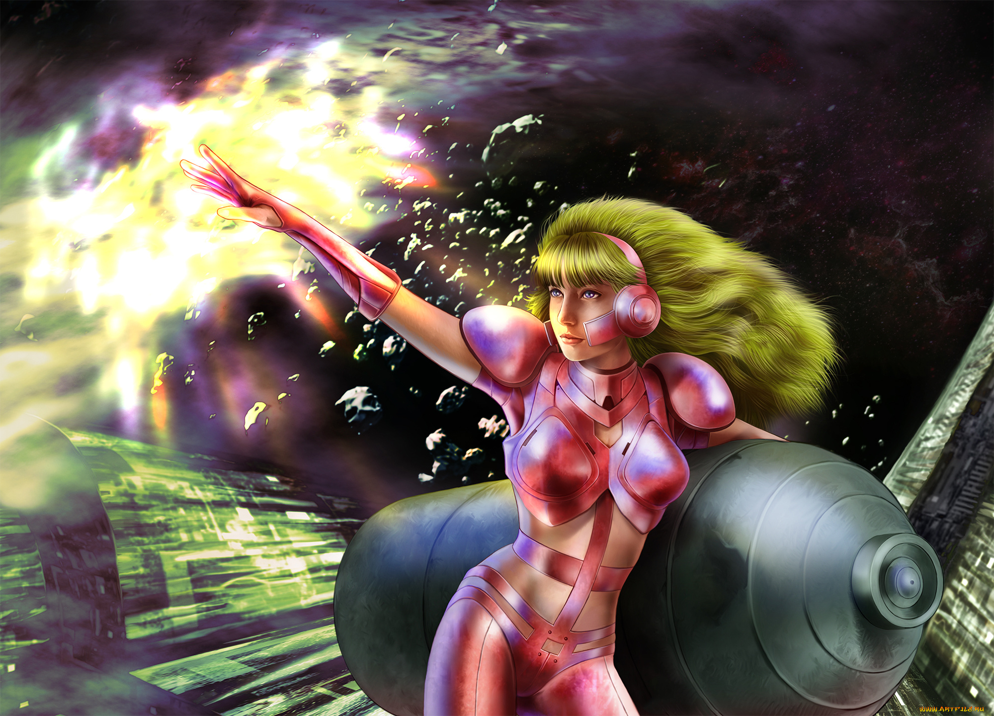 рисованное, комиксы, девушка, фон, униформа