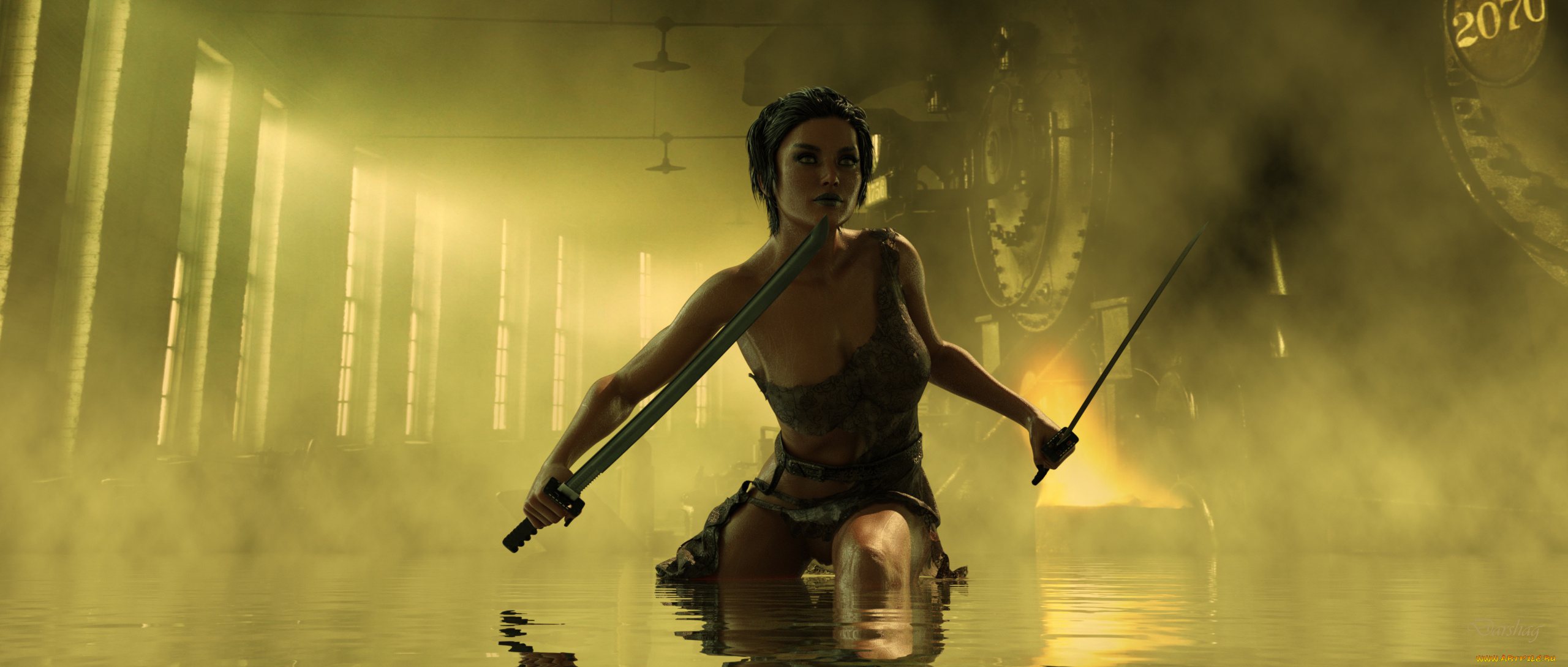 3д, графика, фантазия, , fantasy, фон, взгляд, девушка