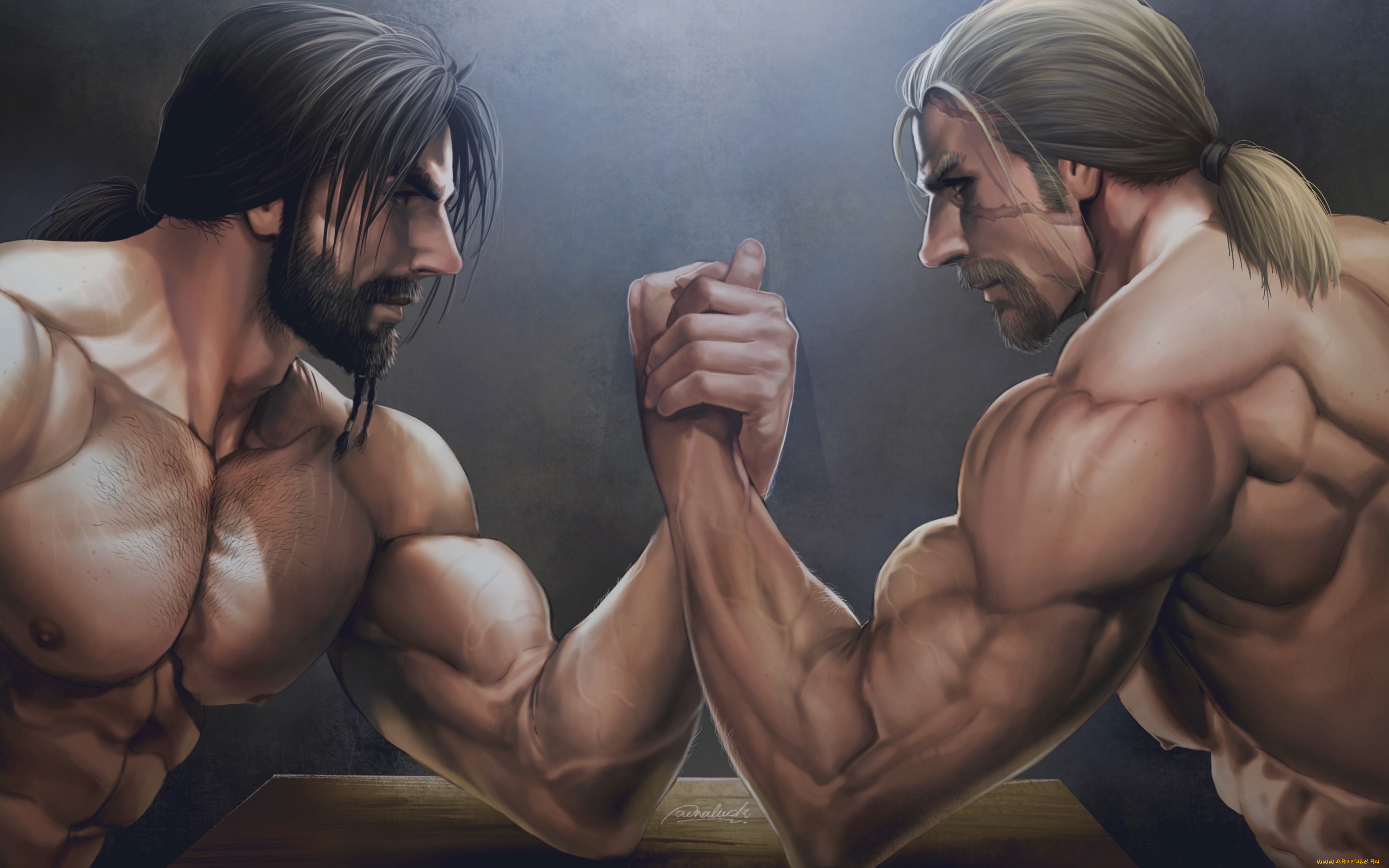 рисованное, люди, борьба