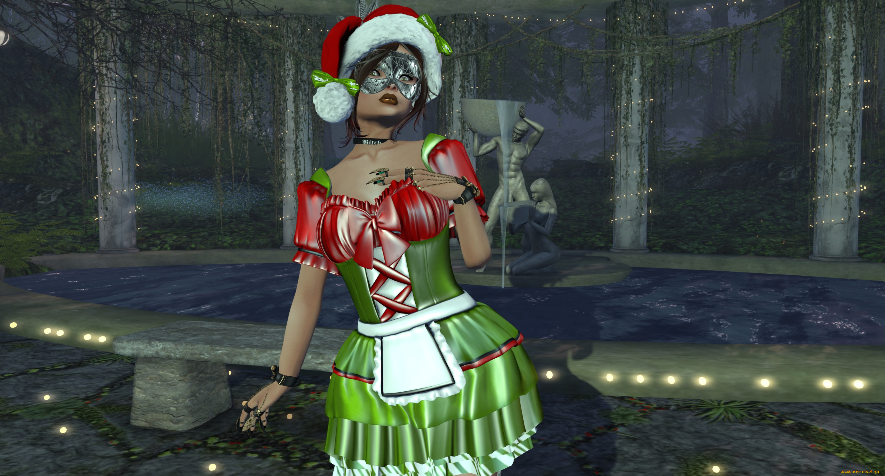 3д, графика, праздники, , holidays, фон, взгляд, девушка