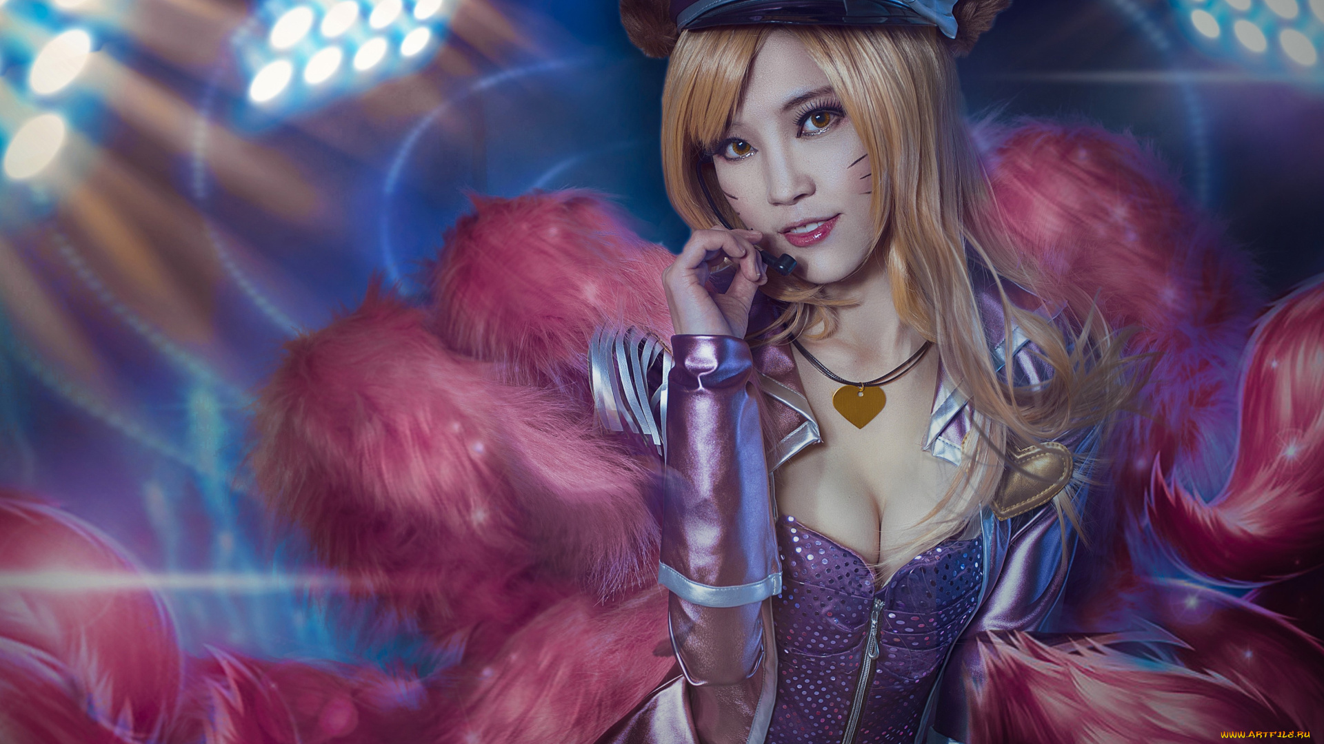 девушки, -, креатив, , косплей, ари, хвосты, фуражка, микрофон, костюм