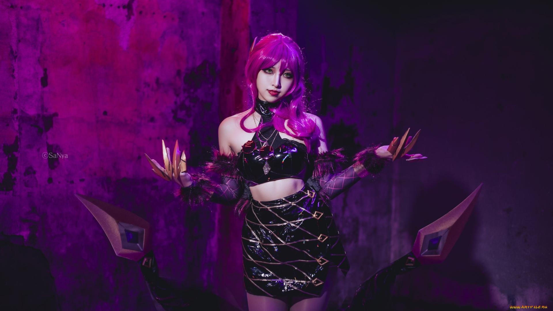 девушки, -, креатив, , косплей, league, of, legends, костюм, когти, эвелинн