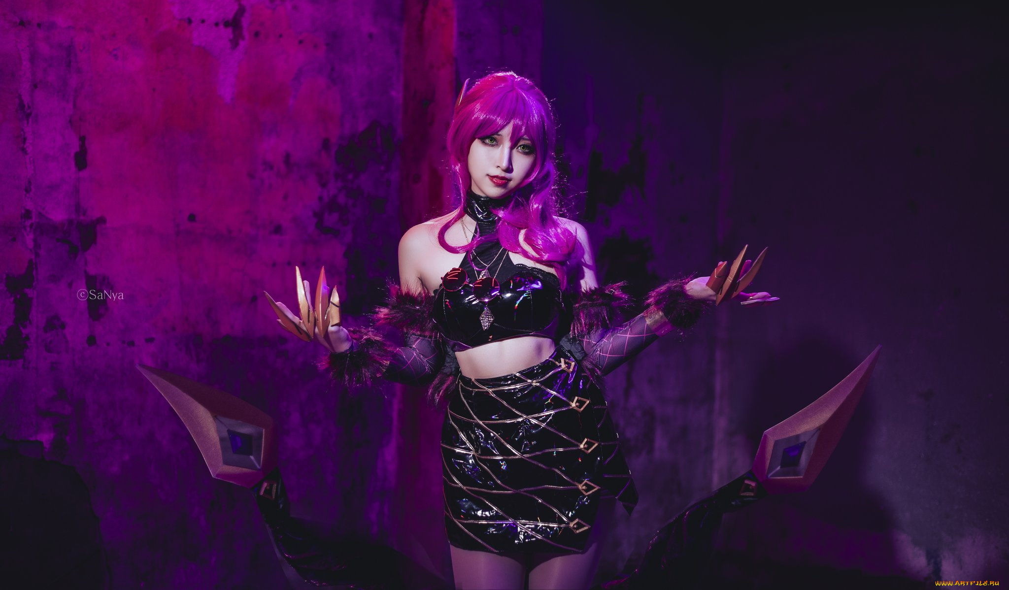 девушки, -, креатив, , косплей, league, of, legends, костюм, когти, эвелинн