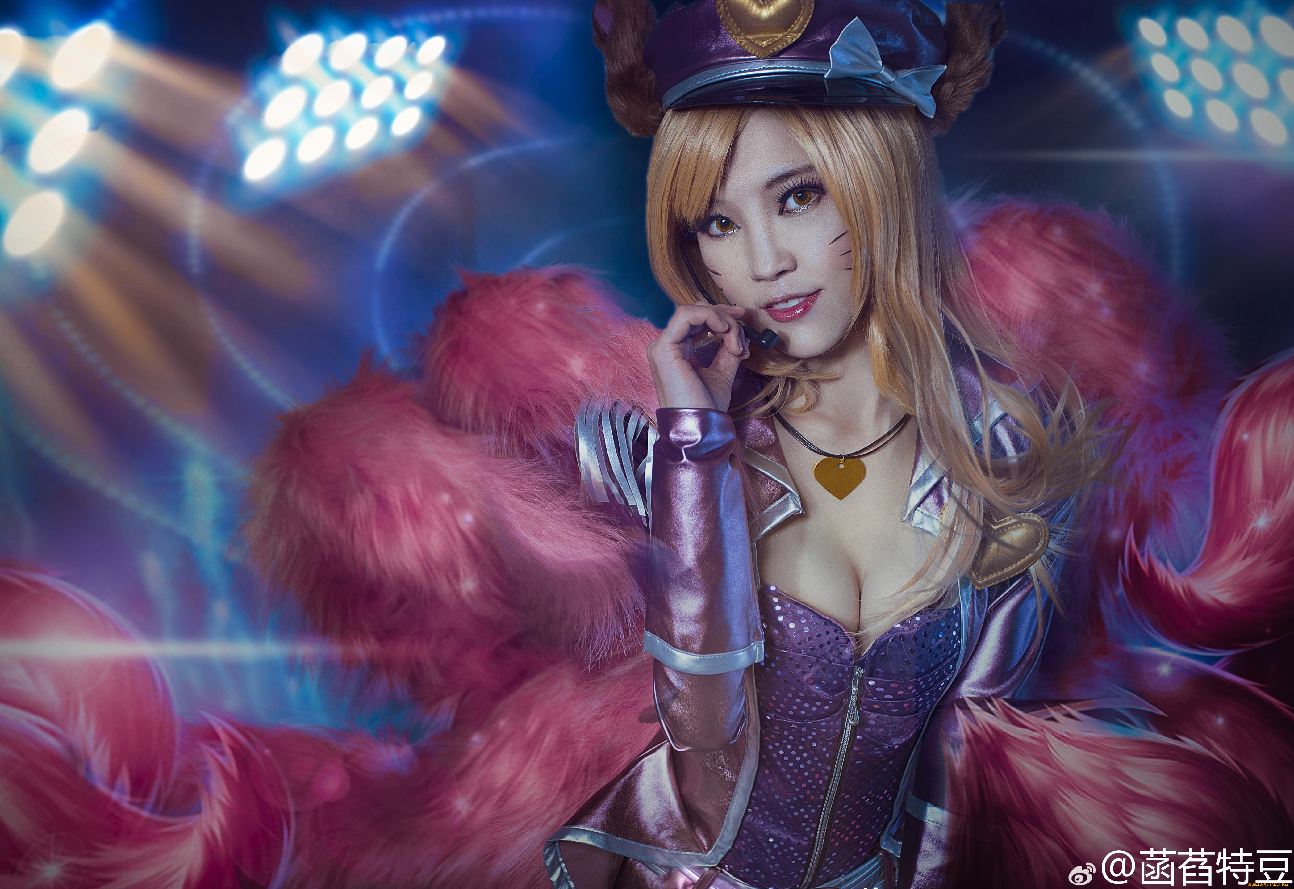 девушки, -, креатив, , косплей, ари, хвосты, фуражка, микрофон, костюм