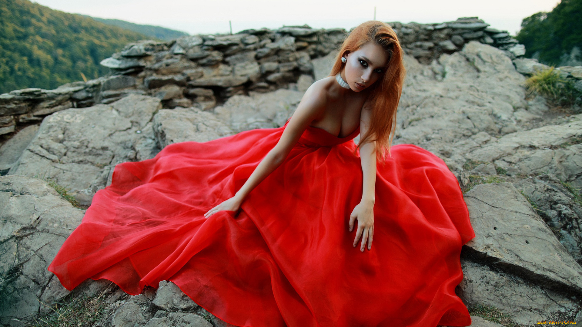 девушки, -, рыжеволосые, и, разноцветные, красивая, девушка