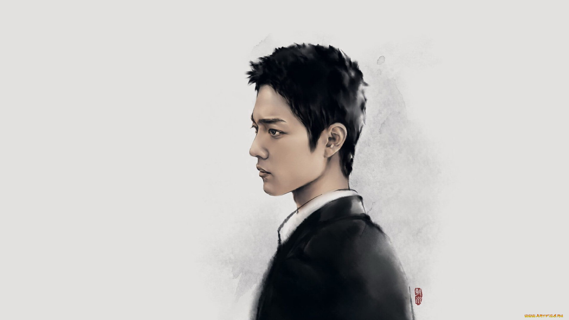 рисованное, люди, сяо, чжань, актер