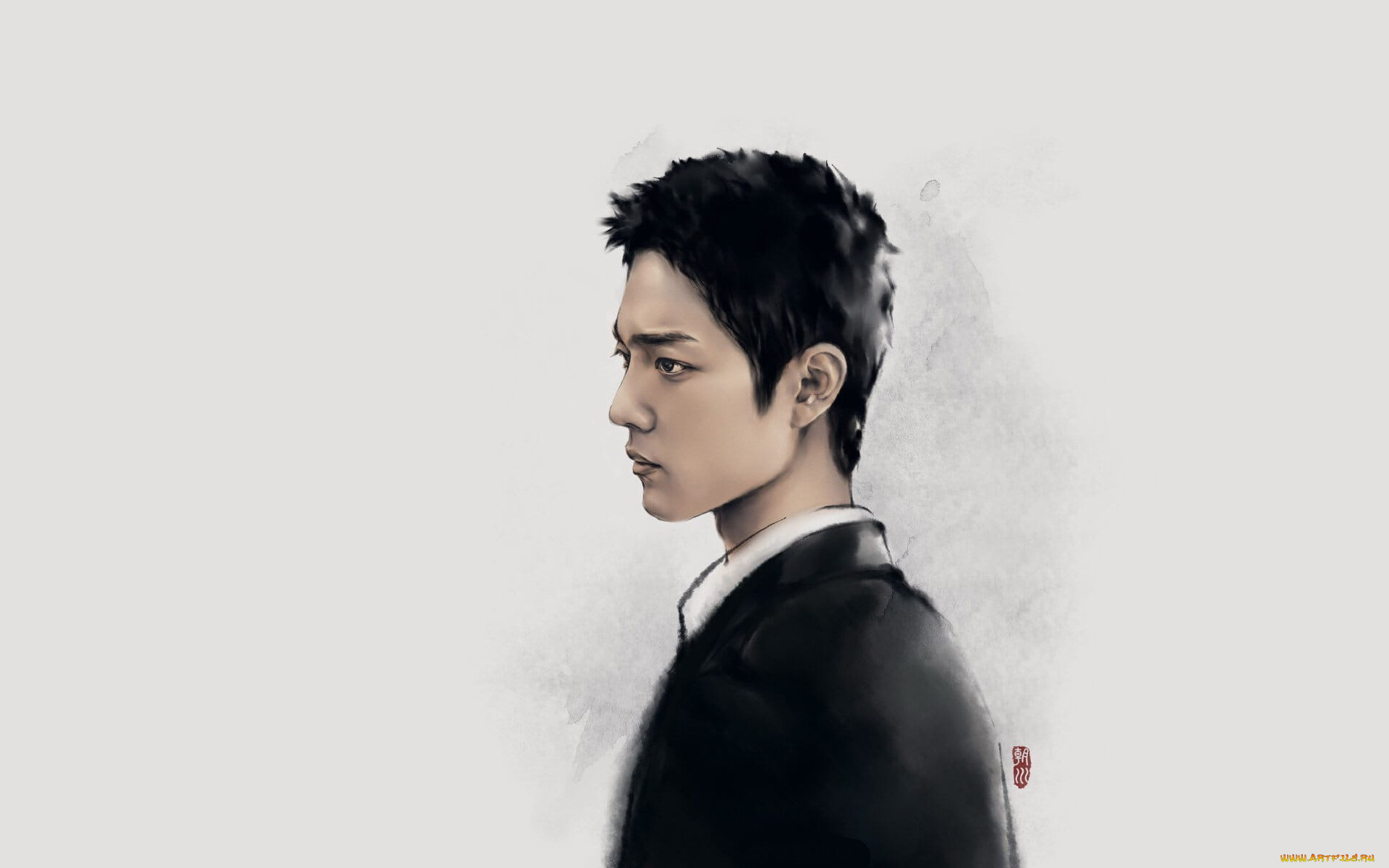 рисованное, люди, сяо, чжань, актер