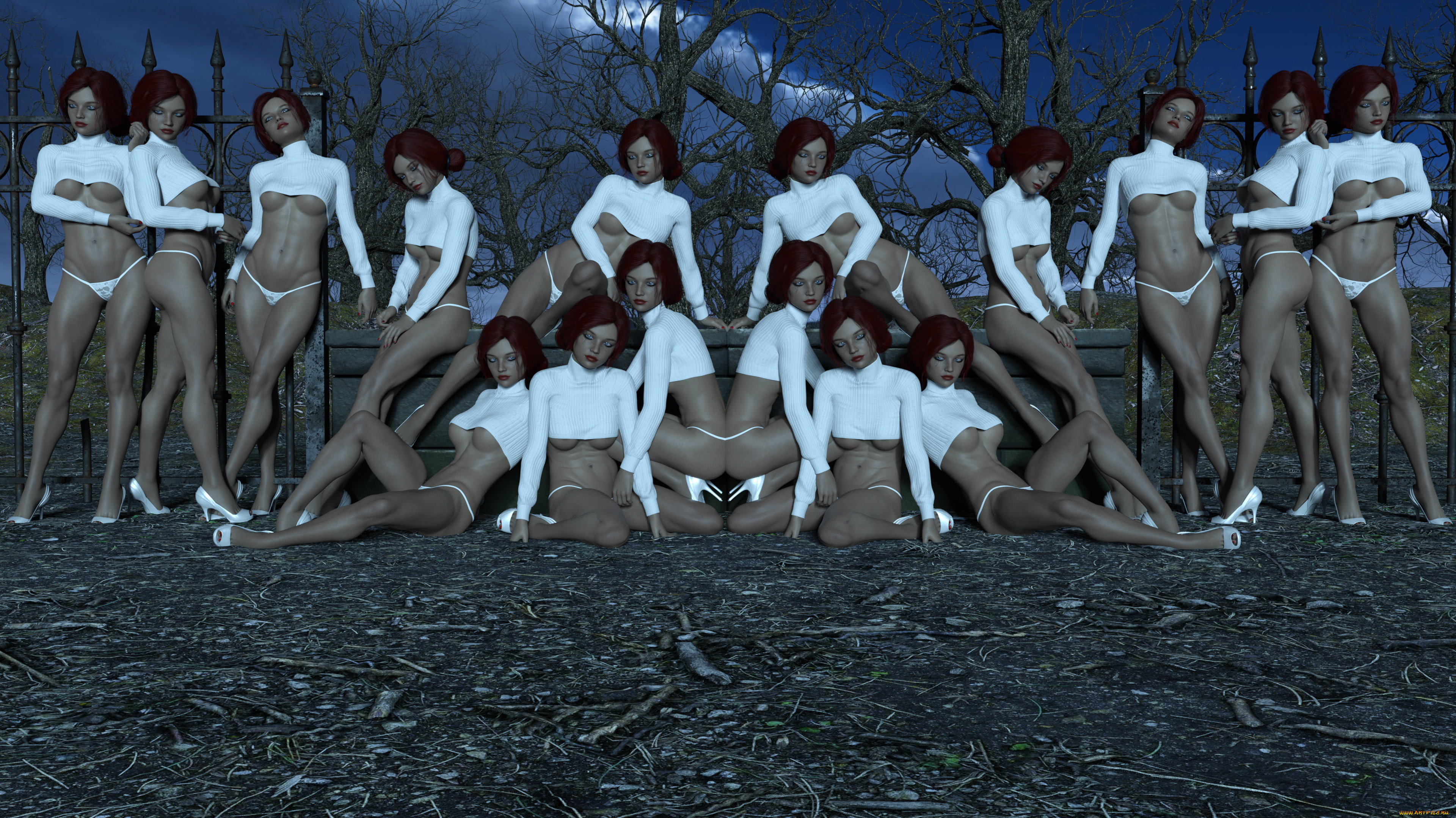 3д, графика, люди, , people, девушки, фон, взгляд