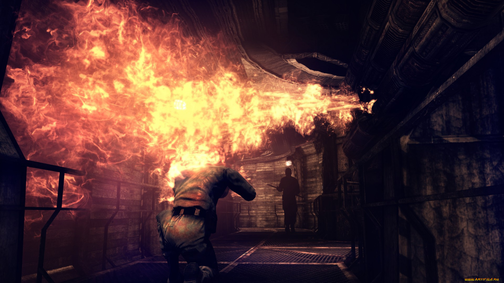 видео, игры, afterfall, , insanity, здание, люди, огонь