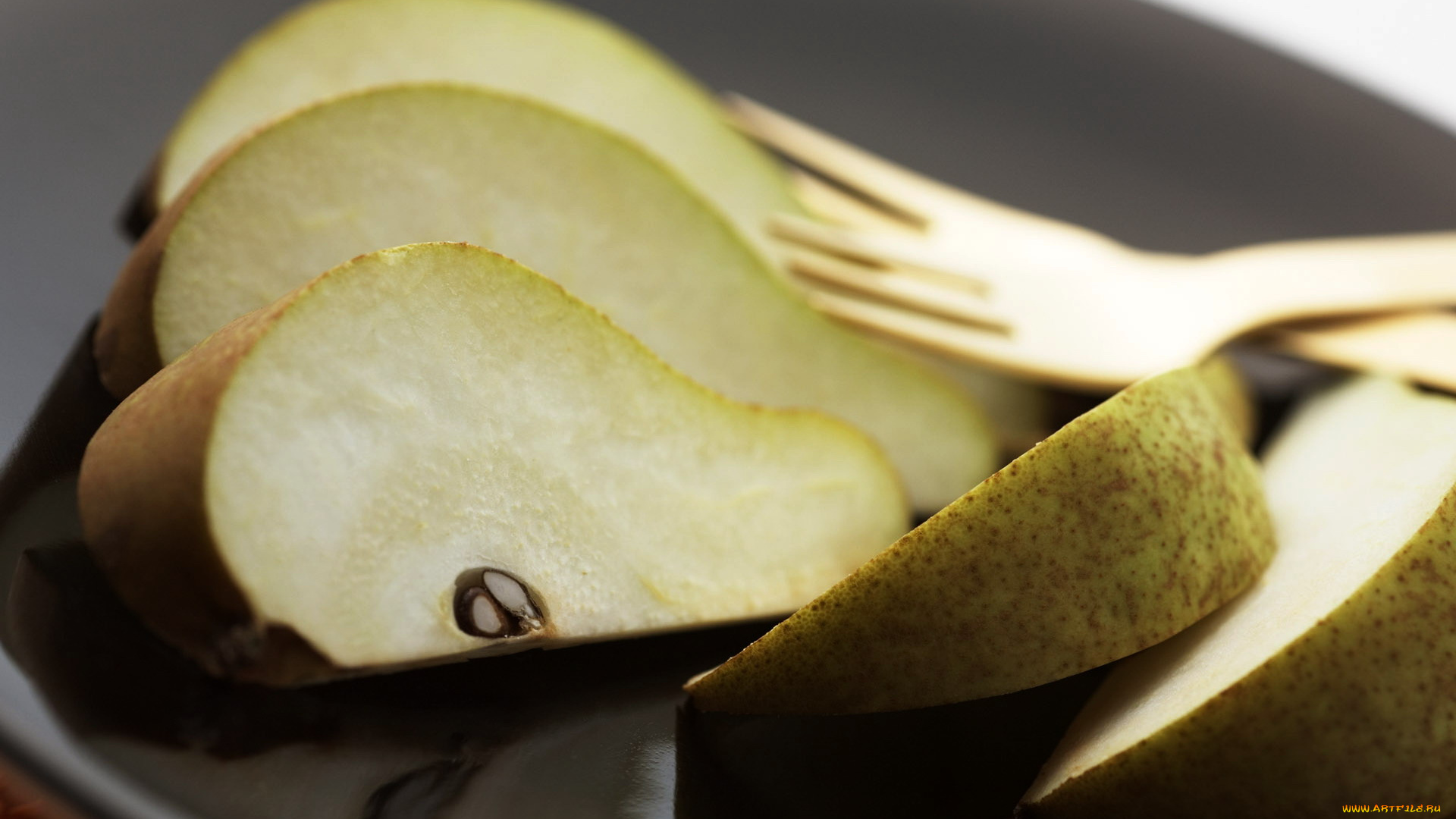 еда, груши, грушевые, ломтики