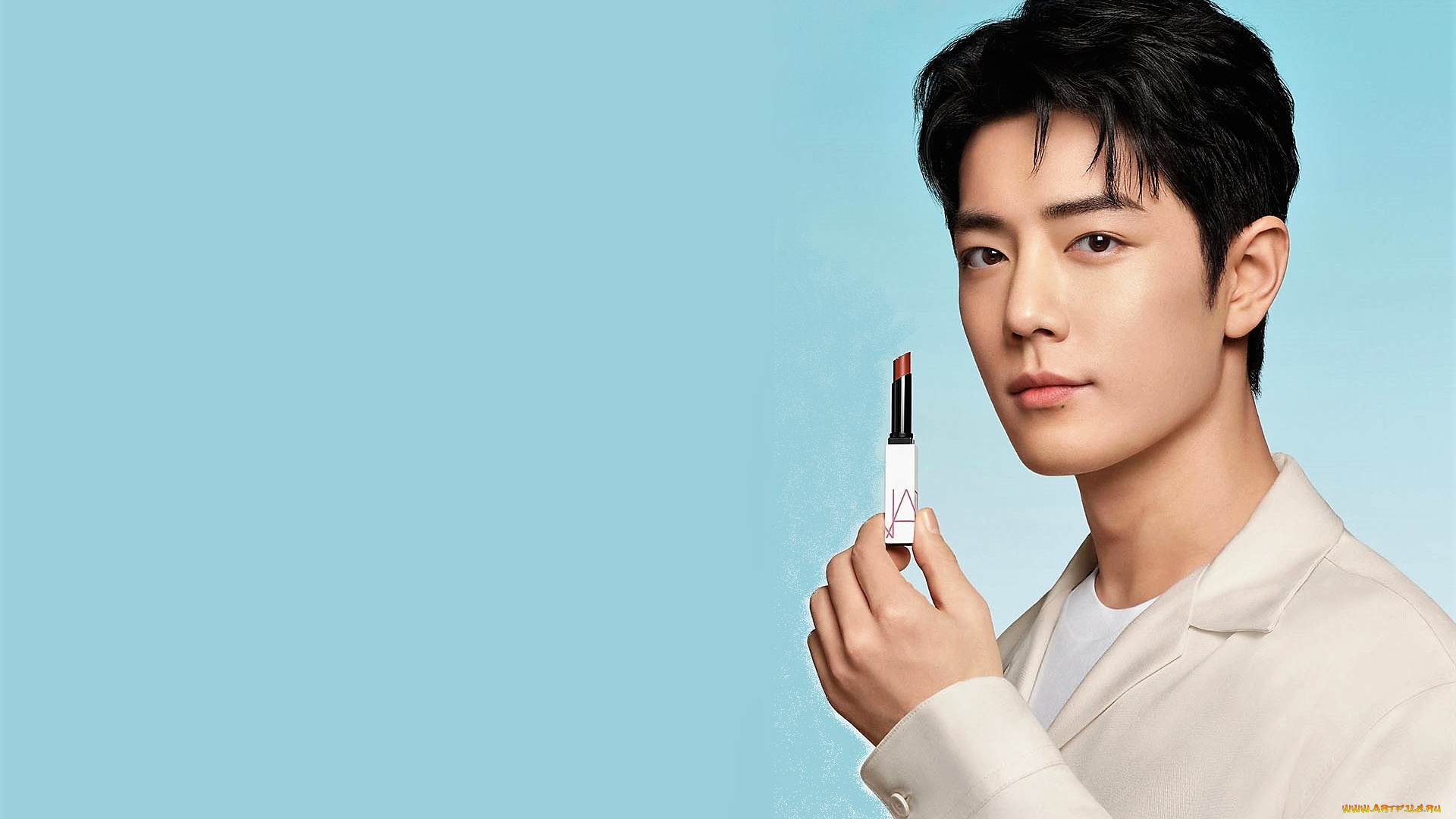 мужчины, xiao, zhan, лицо, помада