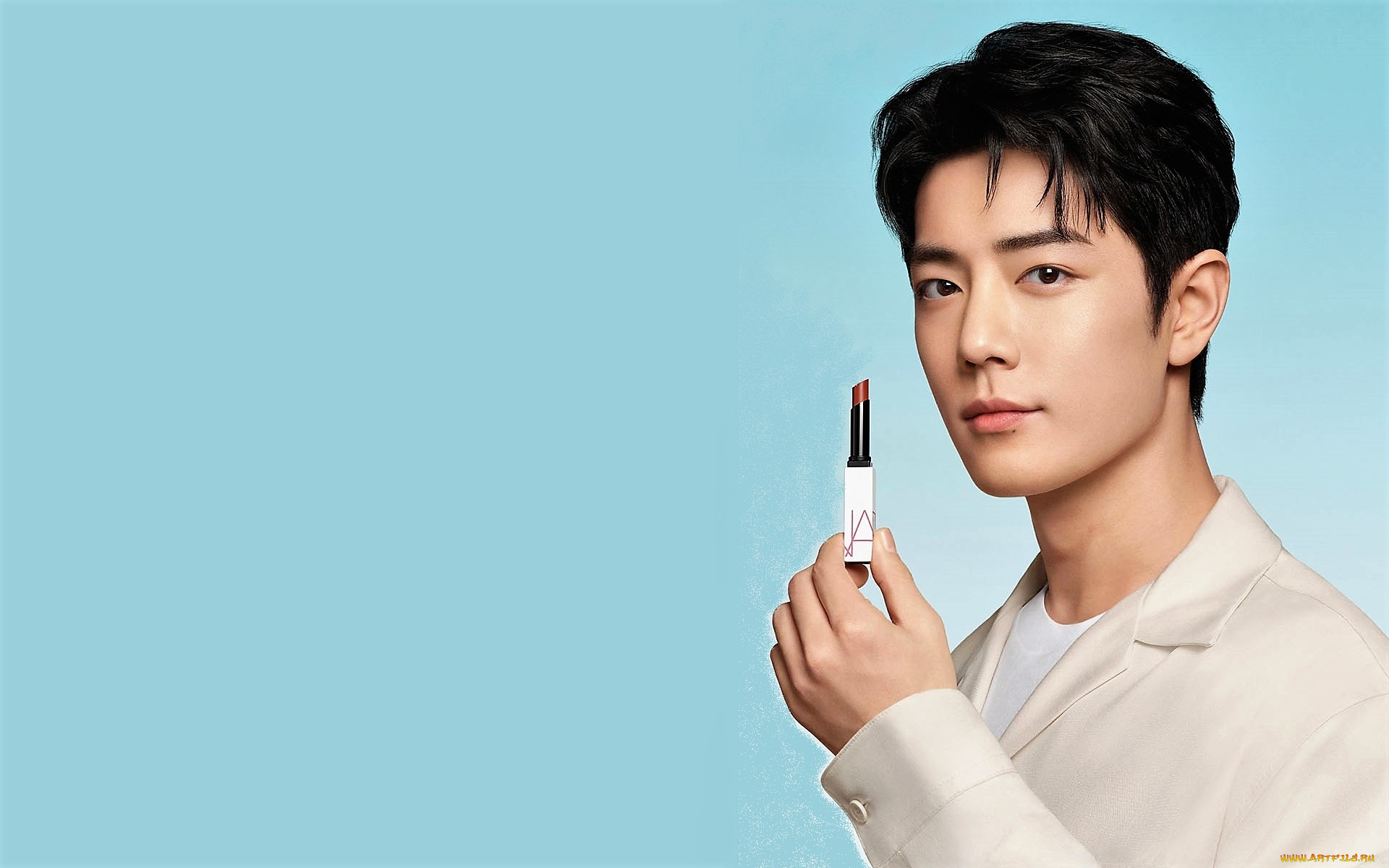 мужчины, xiao, zhan, лицо, помада