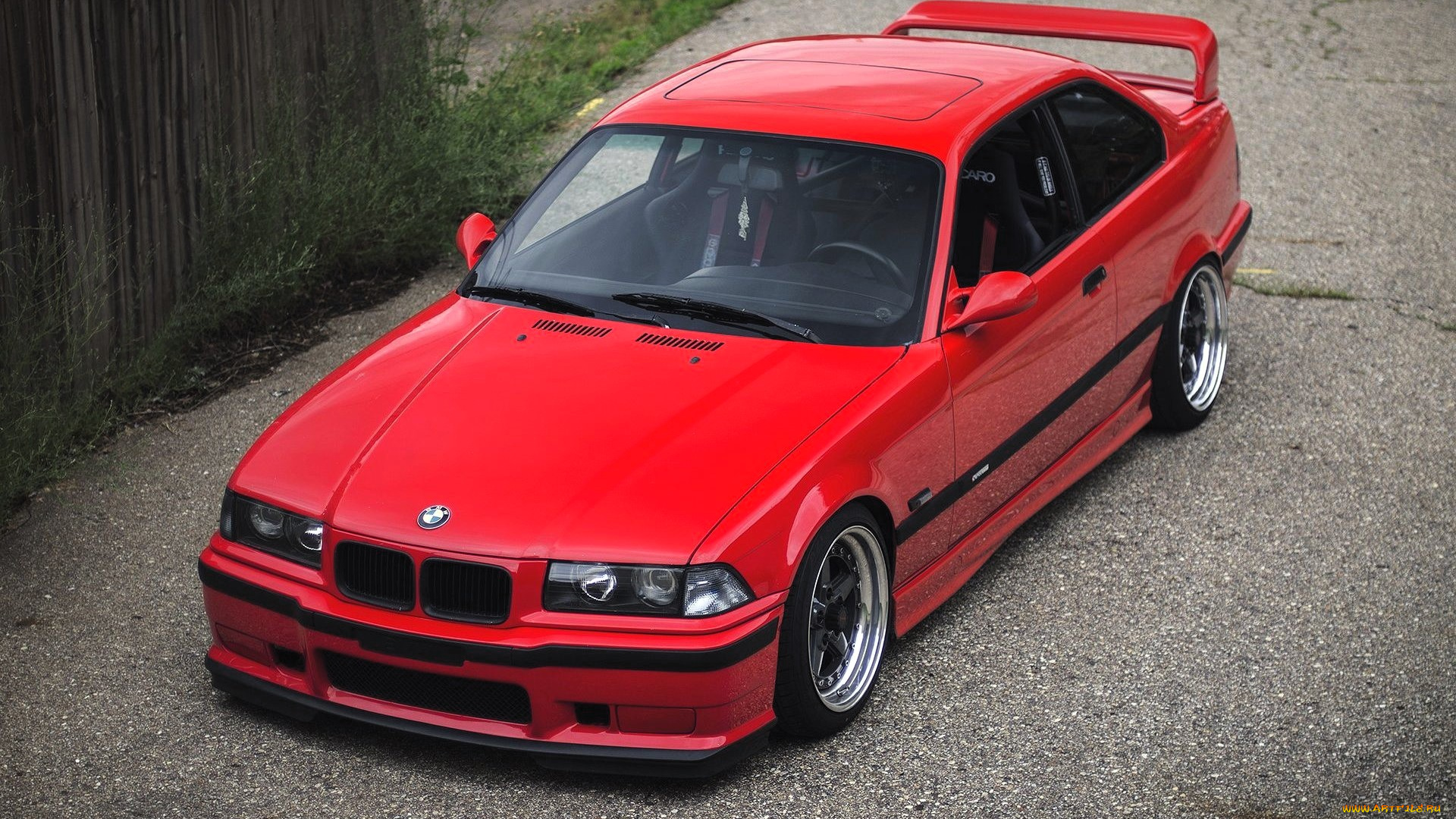 bmw, e36, автомобили, bmw, красный, дорога