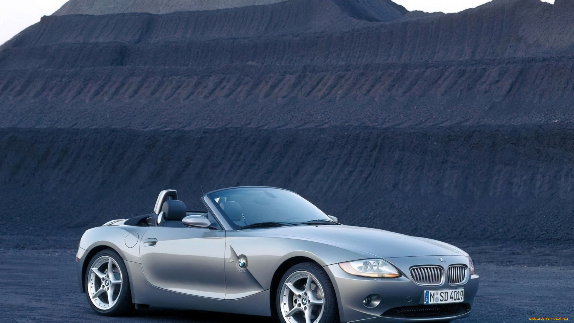 bmw, z4, автомобили, bmw, серебристый, кабриолет, карьер, горы
