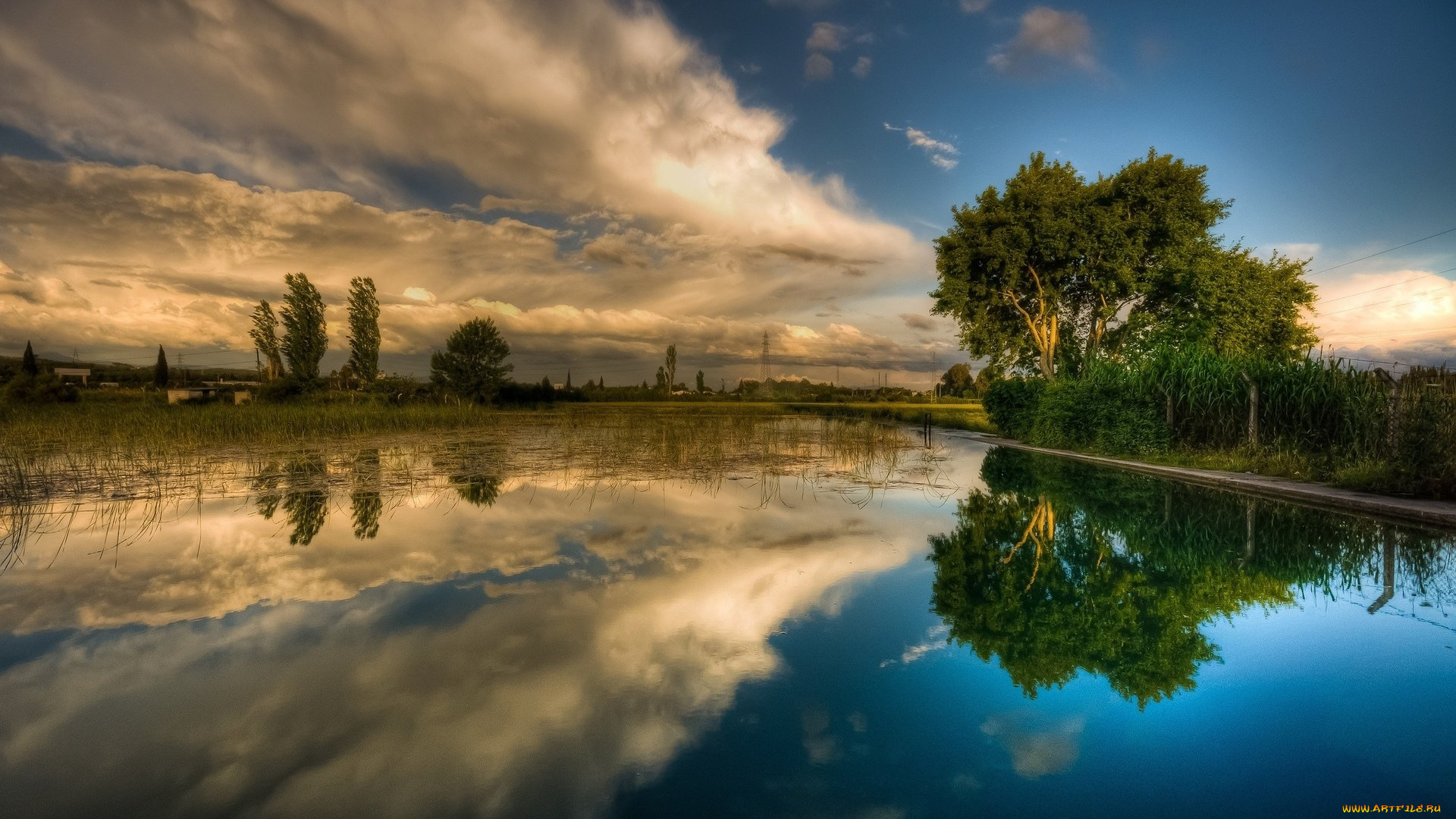 города, -, пейзажи, вoдoeм, насeлeный, пункт, природа