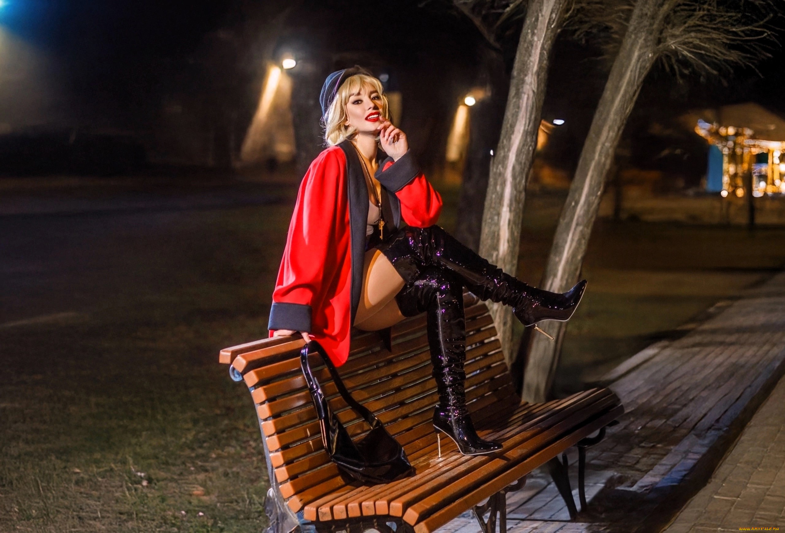 девушки, анна, шаховская, красотка, образ, косплей, наряд, сумка, скамейка