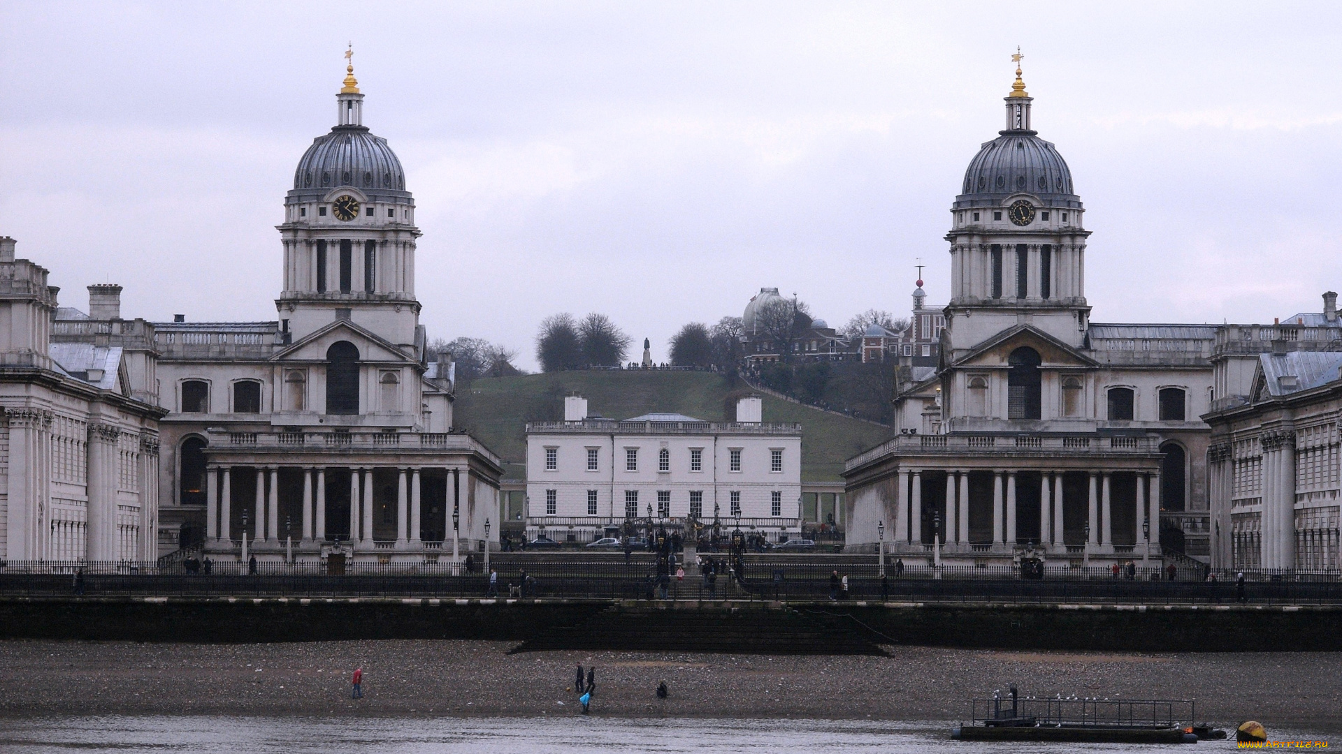 королевский, военно, морской, колледж, гринвич, англия, города, здания, дома, купола, река, колонны