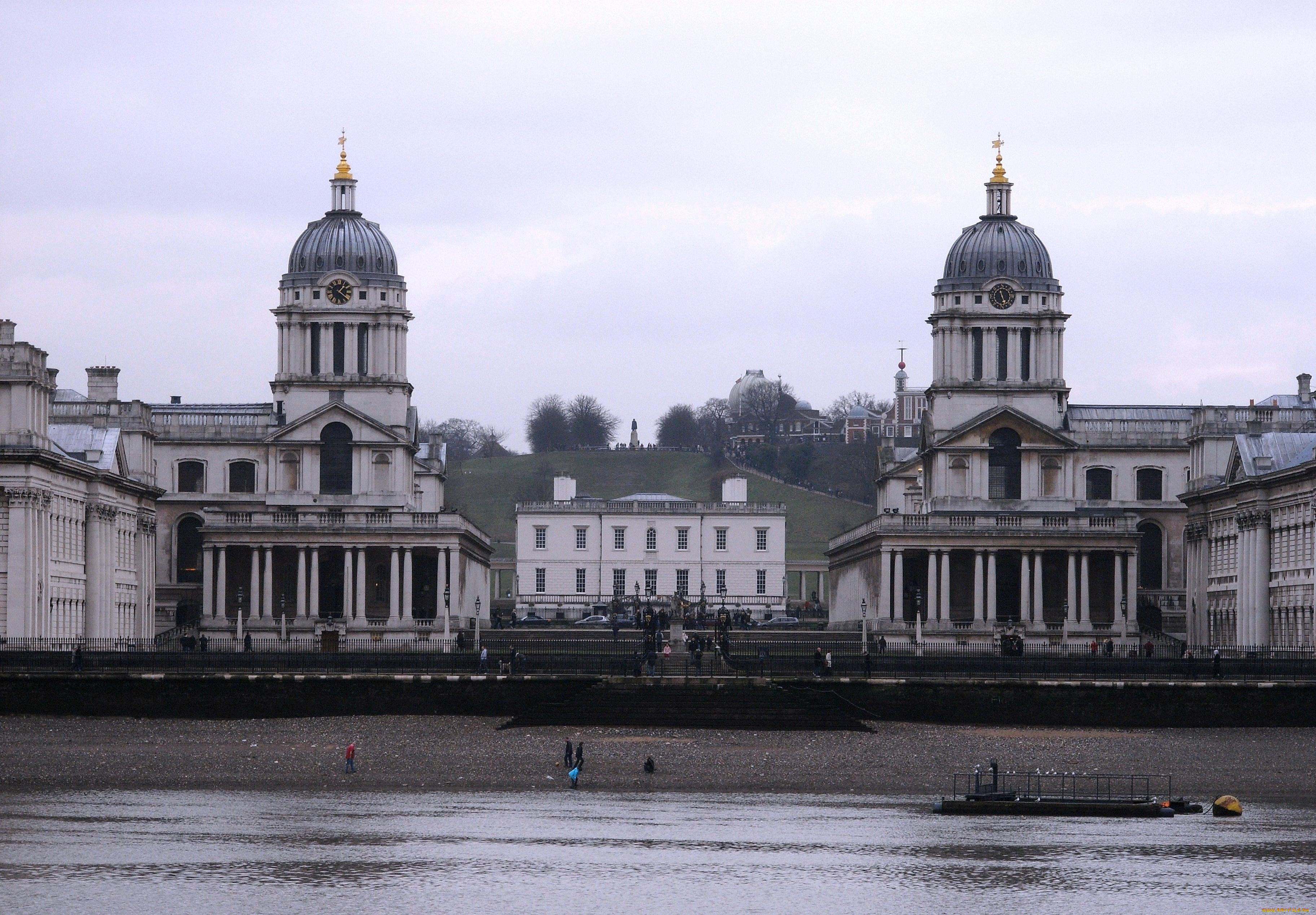 королевский, военно, морской, колледж, гринвич, англия, города, здания, дома, купола, река, колонны