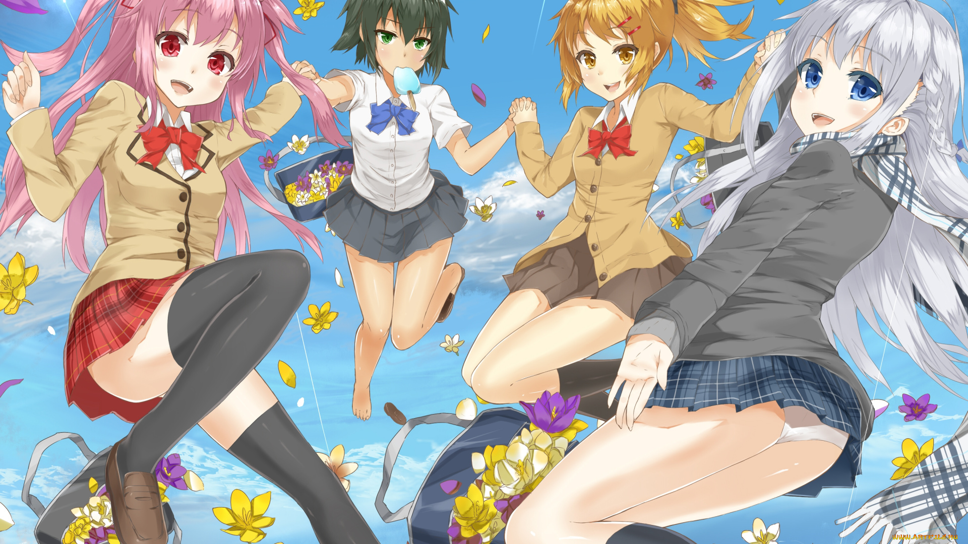 аниме, *unknown, другое, девушки, школьная, форм, сумка