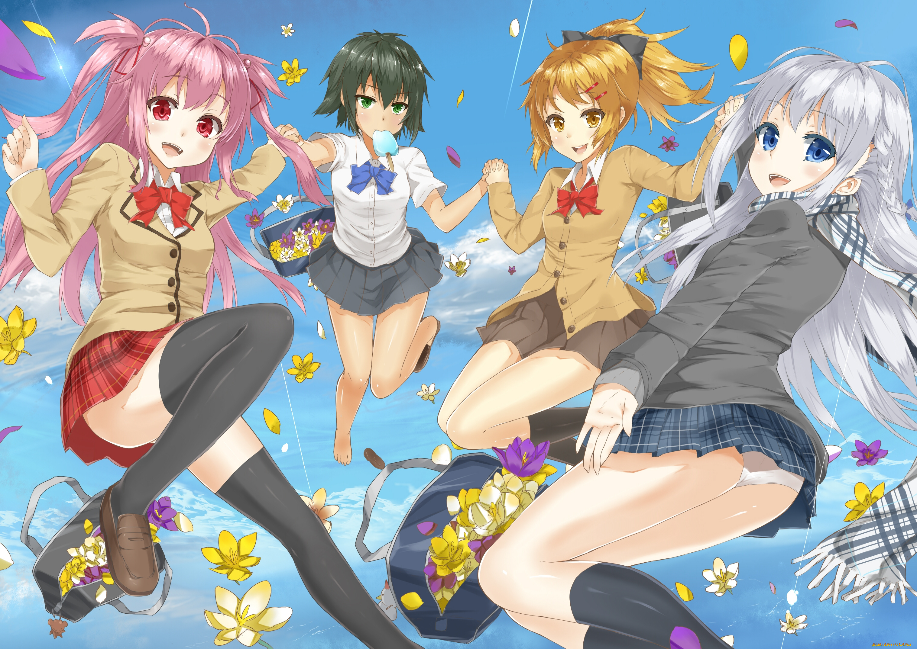 аниме, *unknown, другое, девушки, школьная, форм, сумка