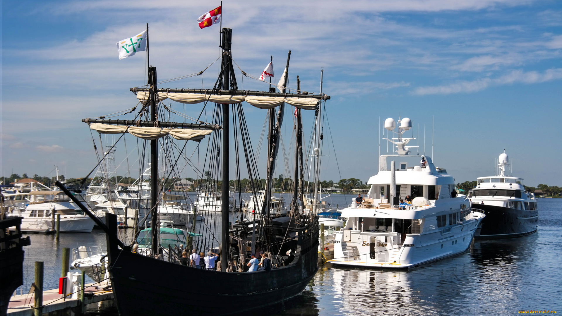 pinta, корабли, порты, , , причалы, indian, river, каравелла, парусник, христофор, колумб, яхты, причал, порт