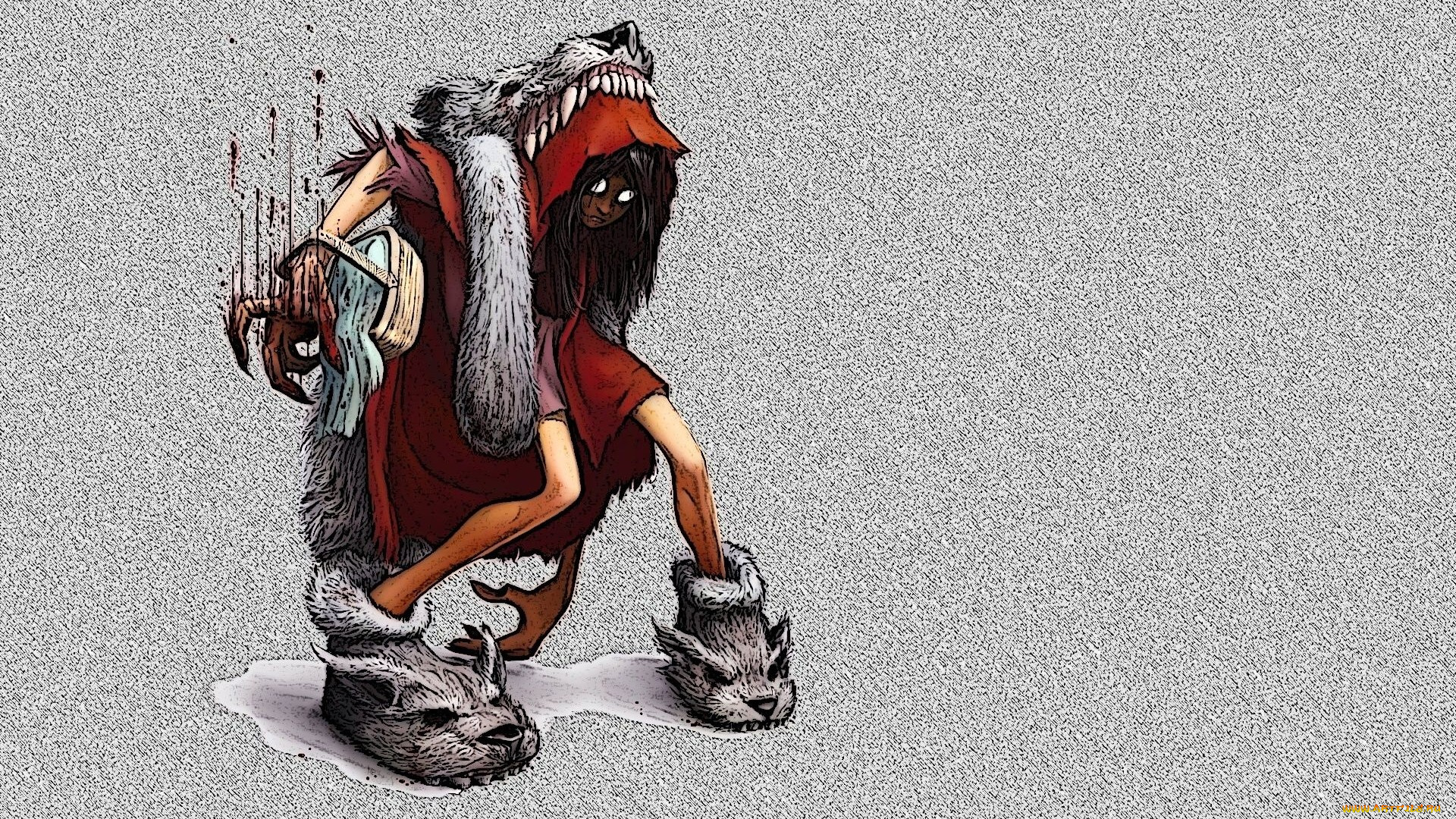 рисованные, -, другое, волк, красная, шапочка