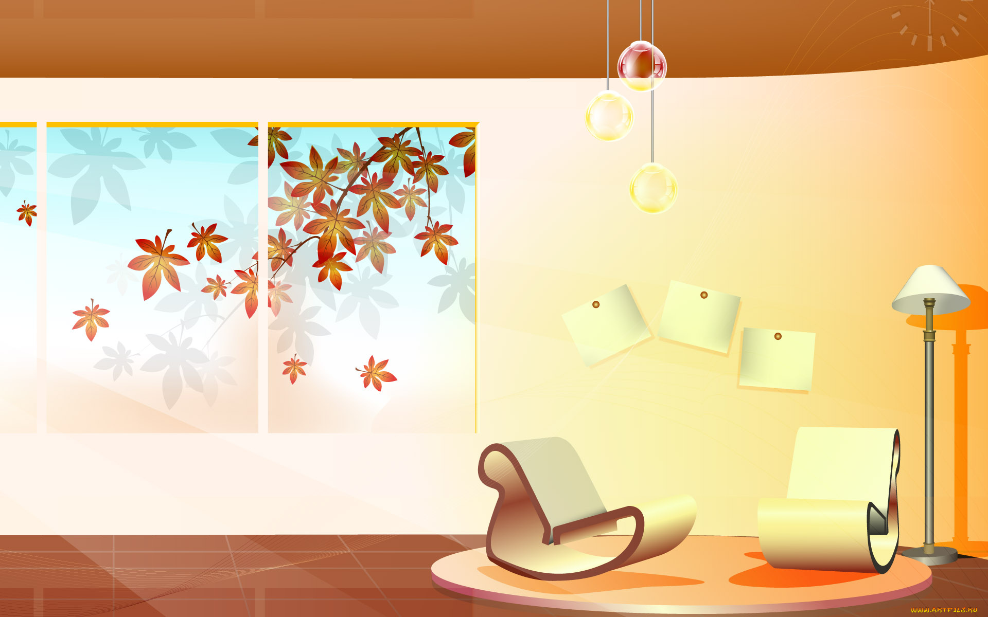 векторная, графика, интерьер, мебель, комната