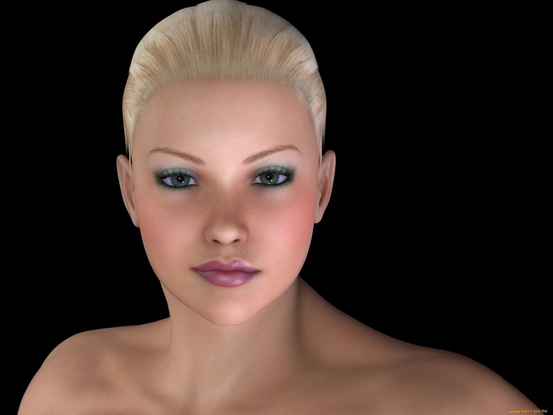 3д, графика, портрет, , portraits, девушка, взгляд, блондинка