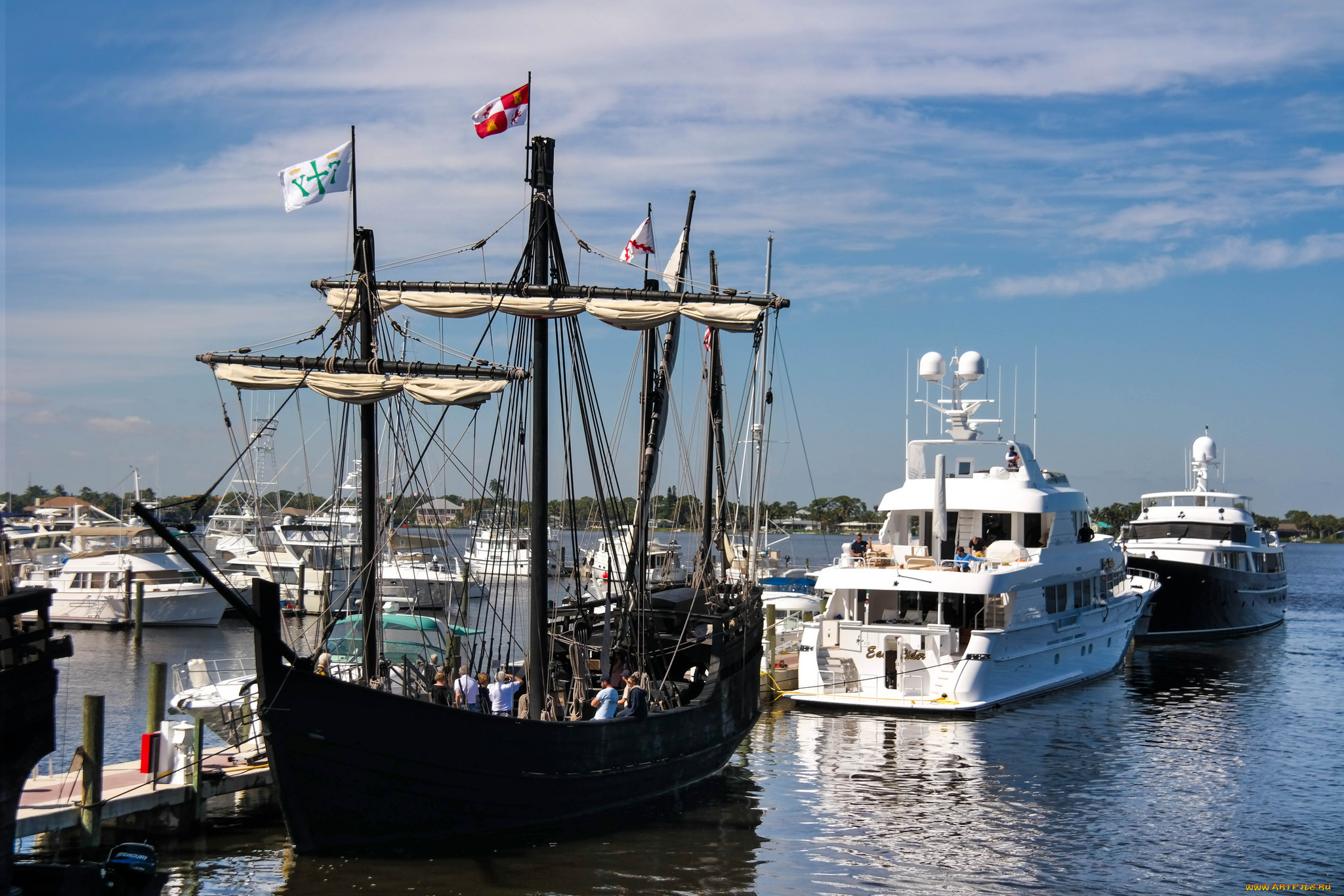 pinta, корабли, порты, , , причалы, indian, river, каравелла, парусник, христофор, колумб, яхты, причал, порт