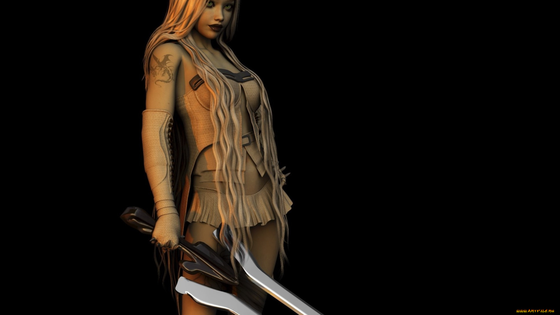 3д, графика, фантазия, , fantasy, девушка, взгляд, фон